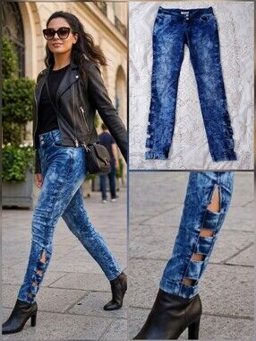 💙BONGO💙 tie-dye skinny Jeans w/cutout 🤍Size 3 *Y2K